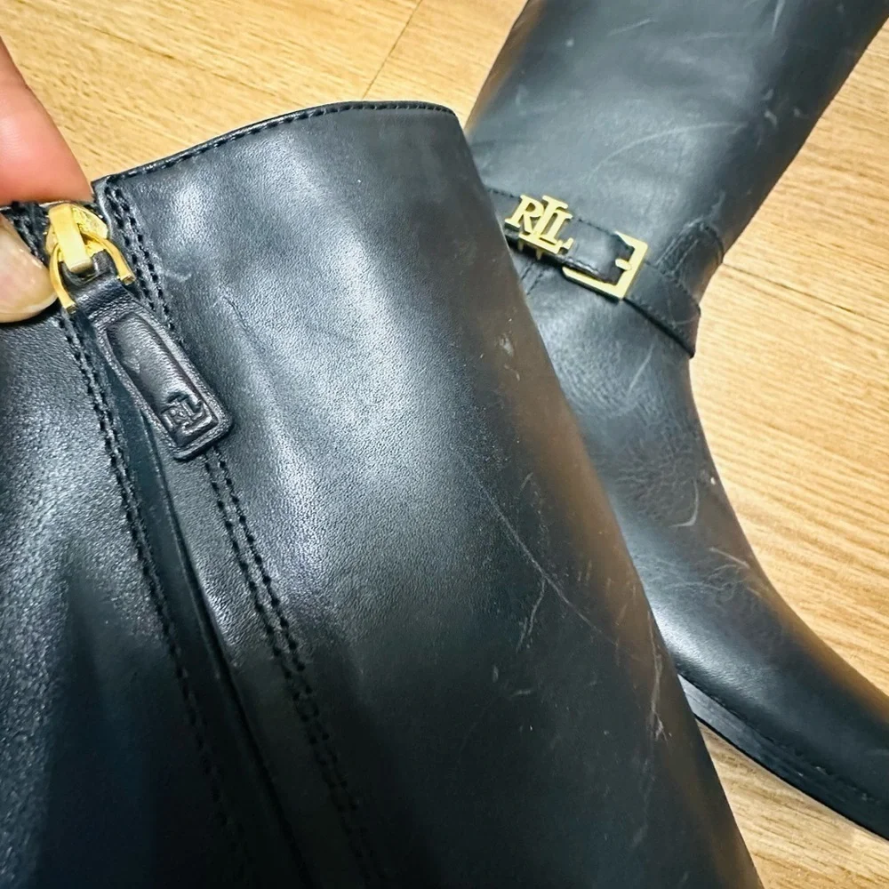 RALPH Lauren Black Tall Leather Riding Boots
